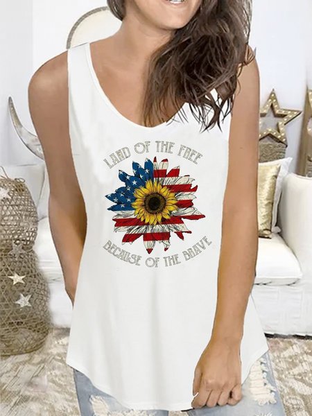 

V Neck Simple Printed Cotton-Blend T-shirt, White, T-Shirts