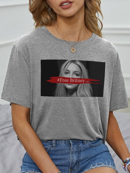 

Free Britney Short Sleeve Casual Shirts & Tops, Gray, T-shirts