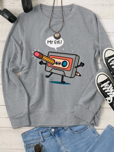 

My Eye Type Vintage Funny Graphic Shift Women Sweatshirt, Gray, Hoodies&Sweatshirts