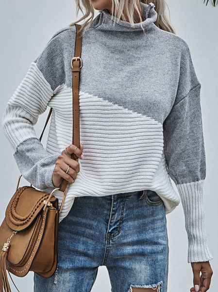 

Long Sleeve Acrylic Sweater, Light gray, Sweaters