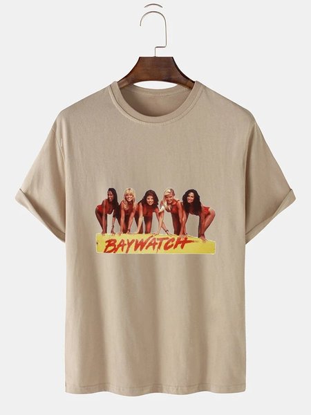 

Casual Crew Neck Shirts & Tops, Khaki, Men's t-shirts