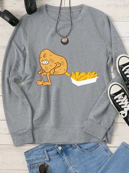 

Funny Potato Graphic Casual Shift Women Sweatshirt, Gray, Hoodies&Sweatshirts