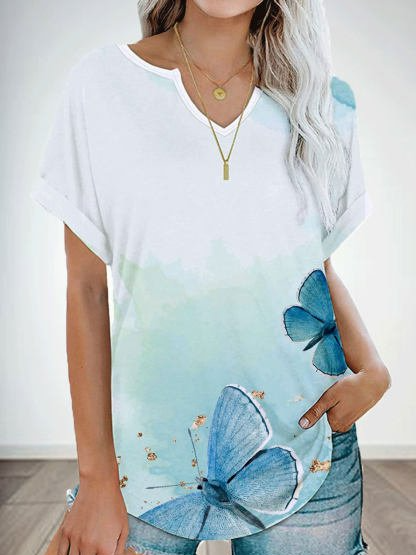 

Animal Casual Cotton-Blend Short Sleeve Shirts & Tops, White, T-Shirts