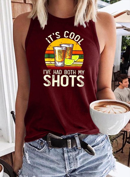 

It's Cool I've Had Both My Shots Tequila Vaccinated Tank Top, Wine red, Tank Tops