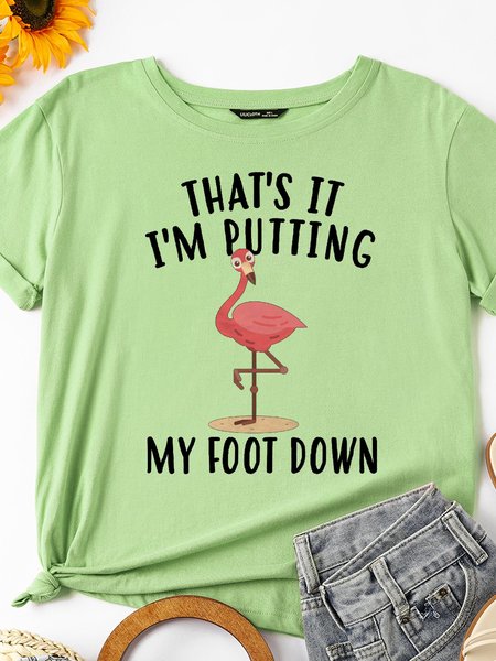 

Funny Flamingo Women's Cotton Casual Short Sleeve Shirts & Tops, Olive green, T-shirts
