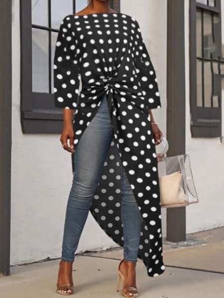 

Fall Cross Statement A-Line Crew Neck Long Sleeve Tops, Black, Blouses and Shirts