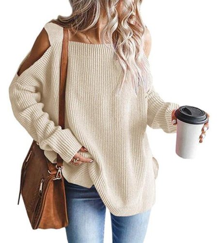 

Long Sleeve Casual Sweater, Beige, Knitwear & Sweaters