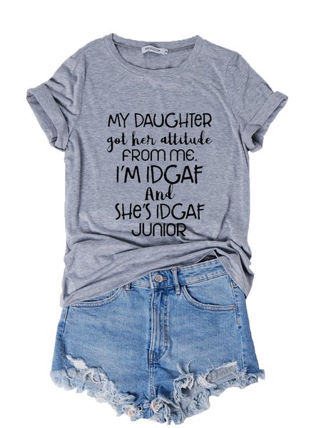 

My Daughter Got Her Attitude Shirts & Tops, Light gray, T-shirts