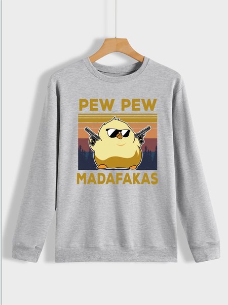 

Pew Pew Bird Long Sleeve Shift Women Sweatshirt, Gray, Hoodies&Sweatshirts