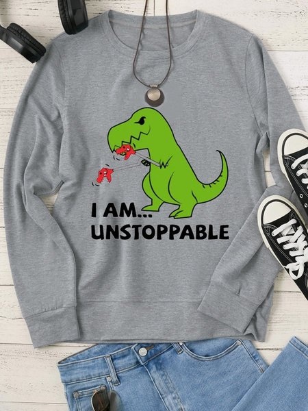 

I Am Unstoppable Long Sleeve Women Sweatshirt, Gray, Hoodies&Sweatshirts