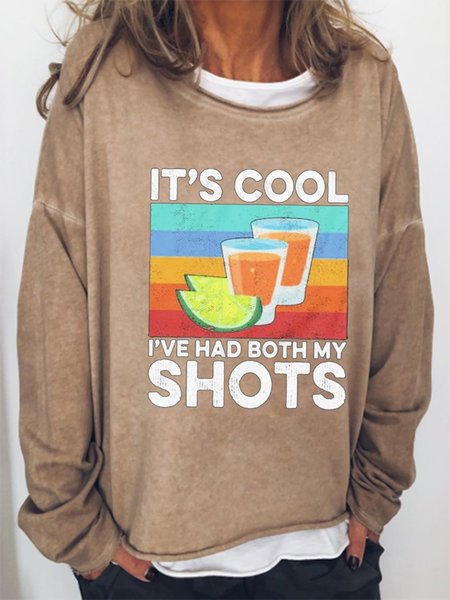 

It S Cool I Ve Have Both My Shots Women Tank Top Women Casual Sweatshirt, Khaki, Hoodies&Sweatshirts
