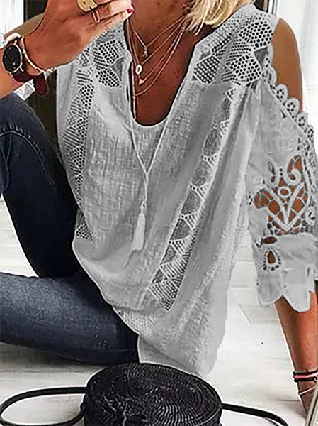 

Cold Shoulder Casual Top, Gray, Blouses & Shirts
