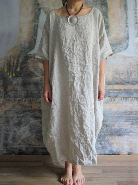 

Casual Cotton-Blend Shift Dresses, White, Maxi Dresses
