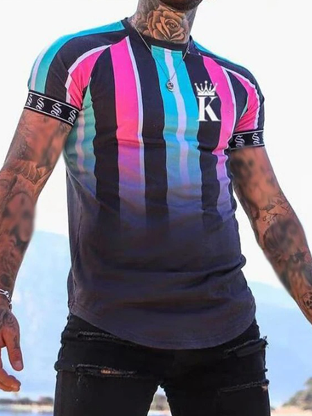 

Crew Neck Printed Shirts & Tops, As picture, Men's t-shirts