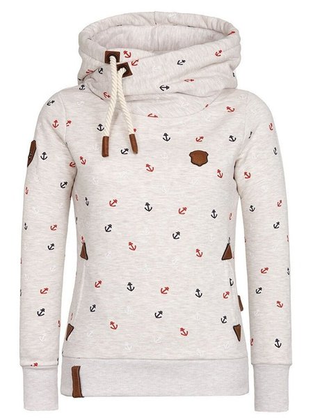 

Floral-Print Casual Long Sleeve Geometric Sweatshirts, Beige, Hoodies&Sweatshirts