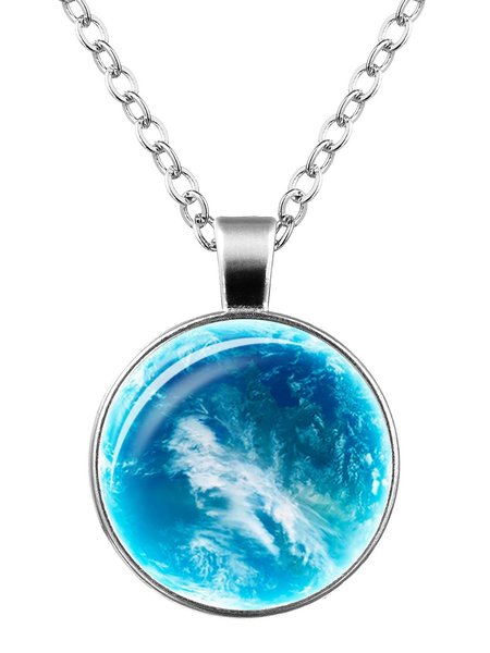 

Moon Star Time Gemstone Luminous Pendant Necklace Sweater Chain, 12#, Necklaces