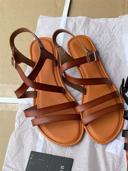 

Summer Flat Heel Sandals, Brown, Sandals & Slippers