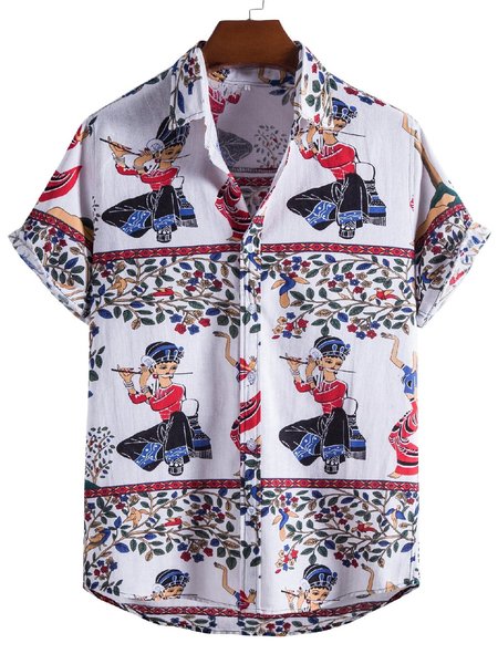 

Shirt Collar Printed Shirts & Tops, White, Men's shirts