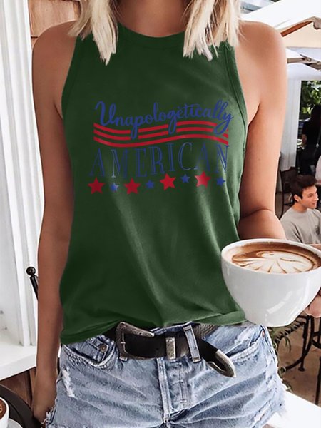 

Unapologetic American Graphic Sleeveless Tank Top, Dark green, Tank Tops