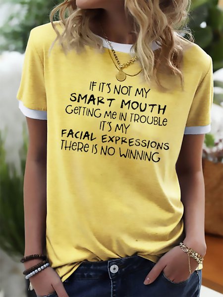 

There Is No Winning Graphic Short Sleeve Loose Ringer Tee, Yellow, T-shirts