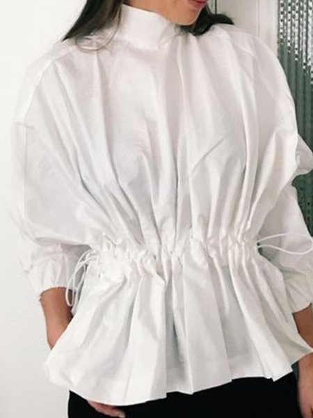 

Long Sleeve Solid Work Shirt, White, Blouses and Shirts
