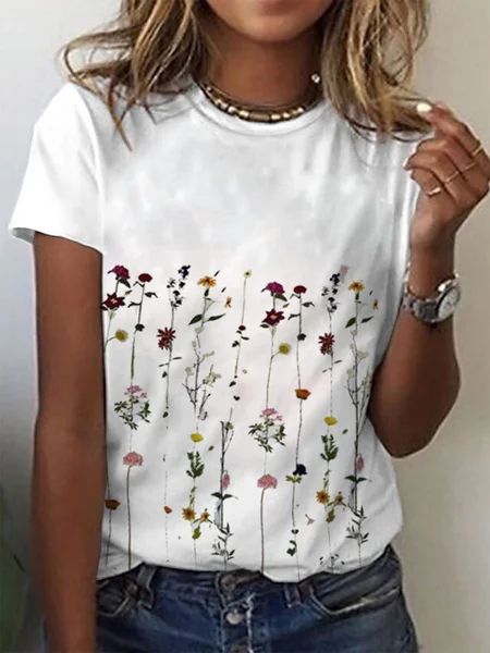 

Floral Casual Shirts & Tops, White, T-Shirts