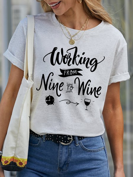 

Working From Nine To Wine Shirt, White, T-shirts