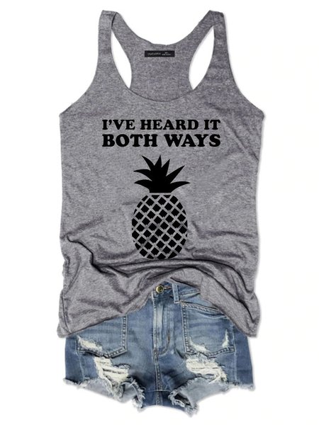 

I've Heard It Both Ways Women's Cotton-Blend Sleeveless Shirts & Tops, Gray, Tank Tops