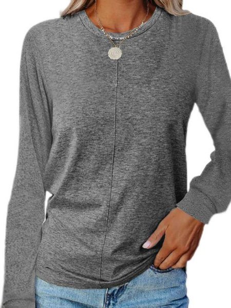 

Casual Cotton-Blend Shift Crew Neck T-shirt, Deep gray, Hoodies & Sweatshirts