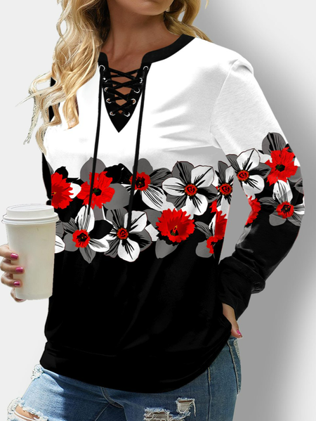 

Abstract Long Sleeve Casual Shift Sweatshirt, Red, Sweatshirts & Hoodies