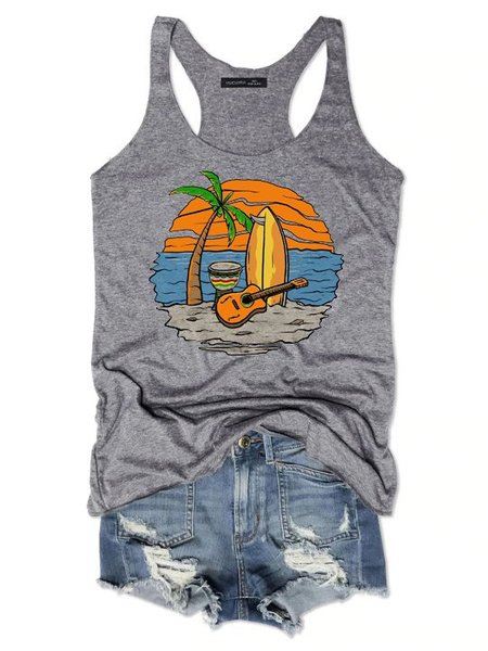 

Beach Holiday Shirts & Tops, Gray, Tank Tops