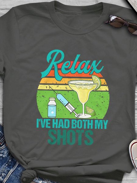 

Relax I Ve Have Both My Shots V Neck Men Tshirt, Deep gray, T-shirts