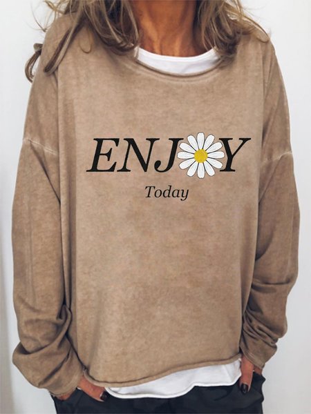 

Daisy Enjoy Today Long Sleeve Sweatshirt, Light brown, Hoodies&Sweatshirts