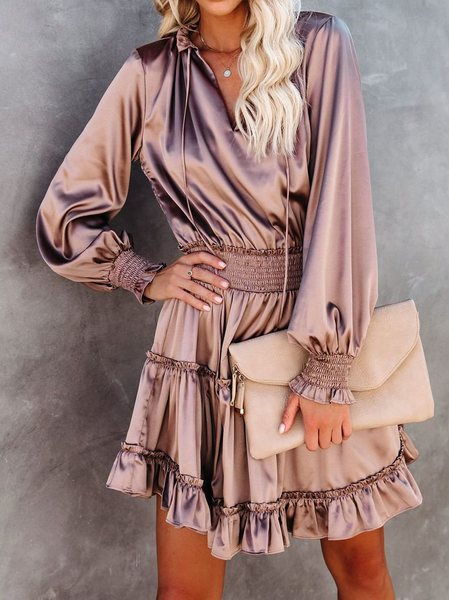 Panelled Maniche Lunghe Dritto Gonna Casuale, Come immagine, Dresses