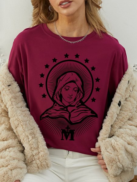 

BLESSED VIRGIN MARY WOMEN TSHIRT, Wine red, T-shirts