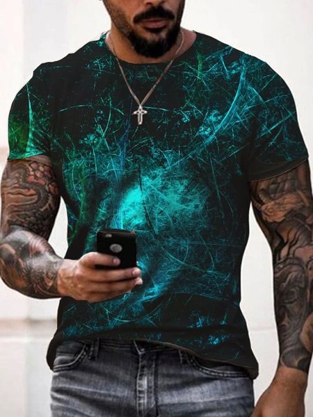 

Cotton Blends Short Sleeve T-Shirts, Blue, T-Shirts