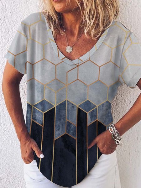 

Cotton-Blend Floral-Print Shirts & Tops, Deep gray, T-Shirts