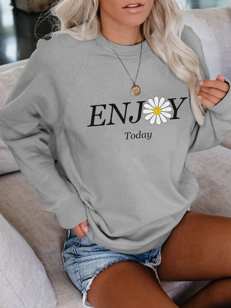 

Daisy Enjoy Today Cotton-Blend Sweatshirt, Gray, Hoodies&Sweatshirts
