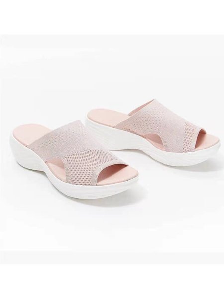 

Casuale Grande Taglia Suola spessa Spiaggia Volare Intrecciata Ciabatta, Rosa, Slippers
