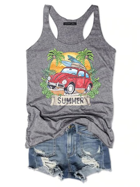 

Drive Beach Holiday Casual Shirts & Tops, Gray, Tank Tops