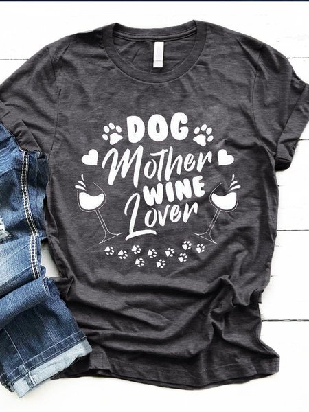 

DOG MOTHER WINE LOVER SHIRT, Deep gray, T-shirts