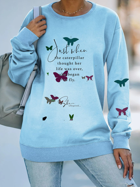 

Shift Crew Neck Butterfly Casual Sweatshirt, Blue, Hoodies & Sweatshirts