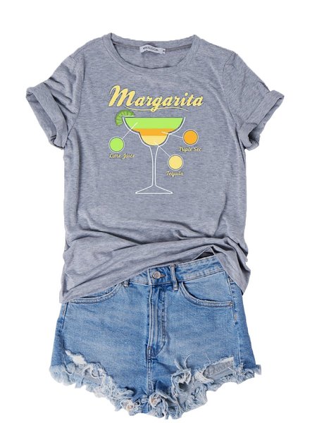 

Crew Neck Casual Shirts & Tops, Gray, T-shirts