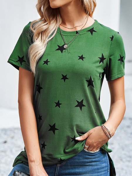 

Star Short Sleeve Printed Shirts & Tops, Green, T-Shirts