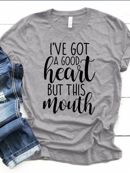 

I'VE GOT A GOOD HEART BUT THIS MOUTH T-shirt&Tee, Light gray, T-shirts