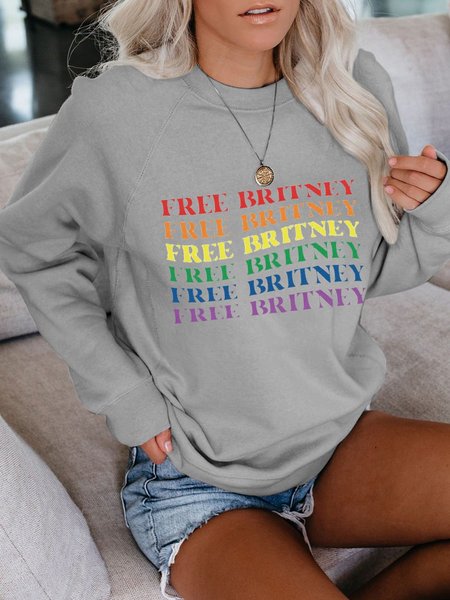 

LGBTQ Rainbow Free Britney Long Sleeve Sweatshirt, Gray, Hoodies&Sweatshirts