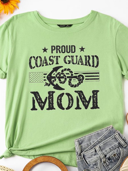 

Coast Guard Mom Women's Crew Neck Shift Casual Short Sleeve Shirts & Tops, Olive green, T-shirts