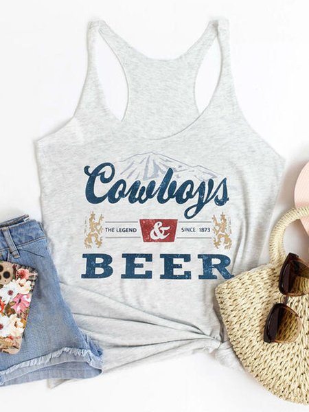 

Cowboys And Beer Tank Top, White, Tank Tops