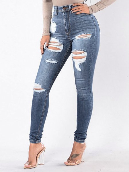 

Sexy Shift Ripped Jeans, Blue, Jeans