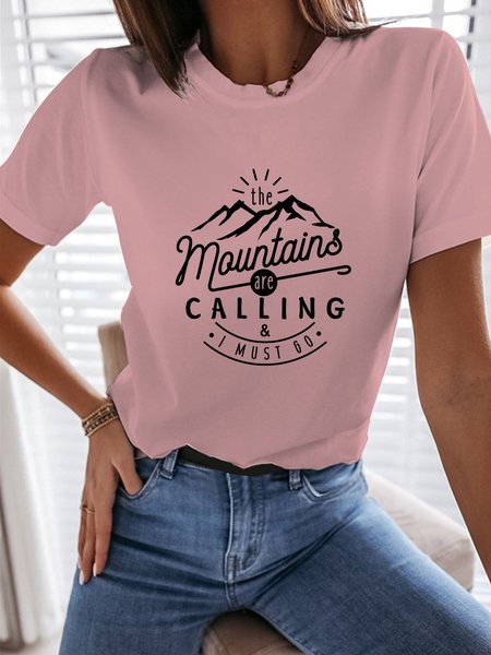 

Colorado Day Graphic Short Sleeve Loose Nature T-shirt, Pink, T-shirts